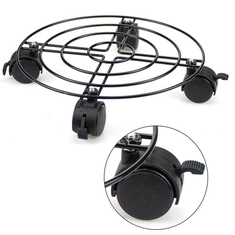 Tosnail 3 Pack 10.5"" Round Metal Plant Caddy Plant Dolly Plant Stand Plant Holder with Caster Wheels - Black - Image 3